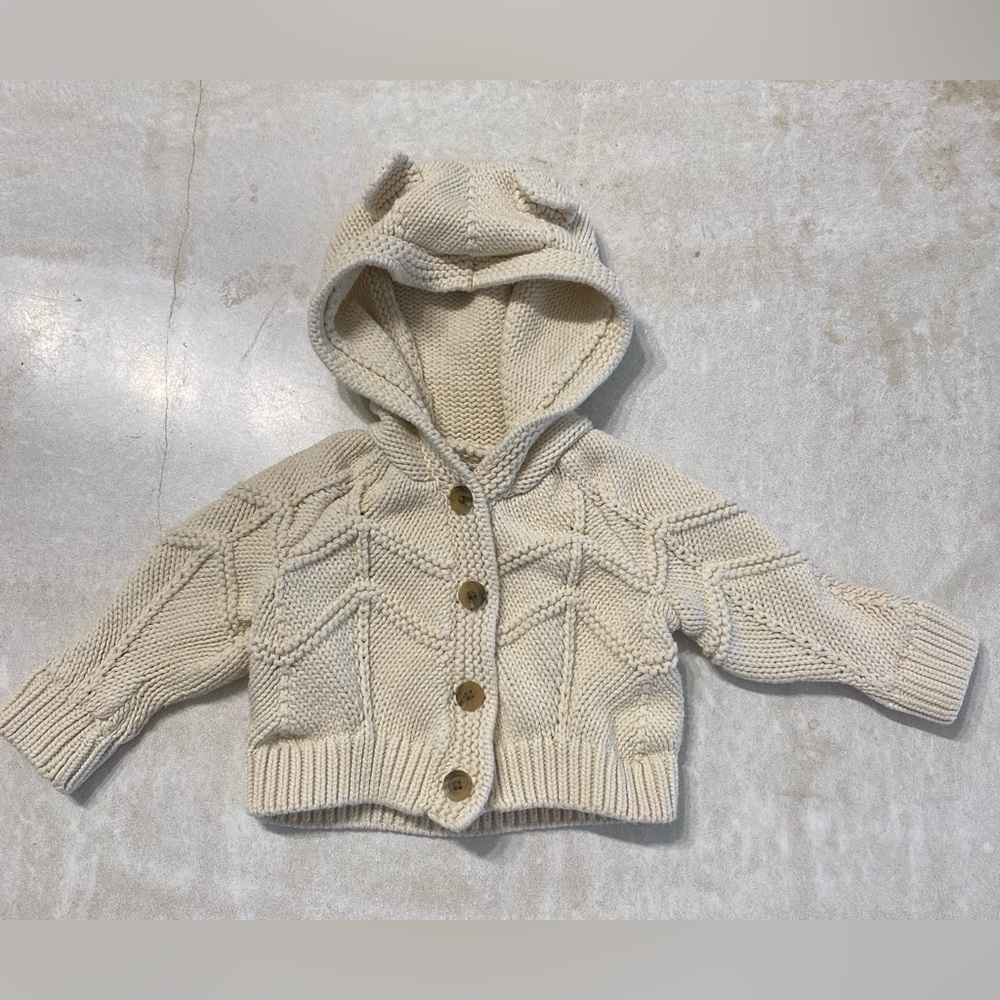 Tea Collection Cream Knit Hooded Cardigan